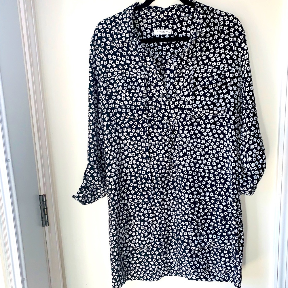 Equipment Femme Black & White Silk Tunic Dress